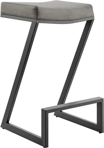Armen Living Atlantis Backless Faux Leather and Brushed Stainless Steel Bar Stool