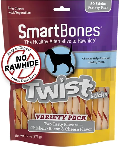 Vista 6 de SmartBones Smart Twist Sticks, Palitos masticables sin piel cruda para perros, hechos con pollo real, 50 palitos, 9.7 onzas (Paquete de 1)