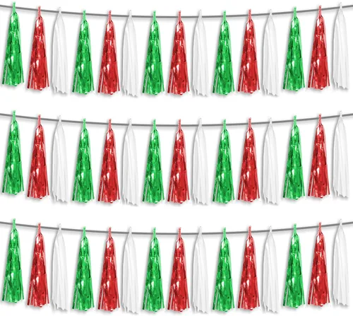 Vista 19 de Banderines de Flecos de Papel Aluminio Negro 3P con Borlas Metálicas Guirnalda de Borlas para Carrozas de Desfile, Despedida de Soltera, Boda