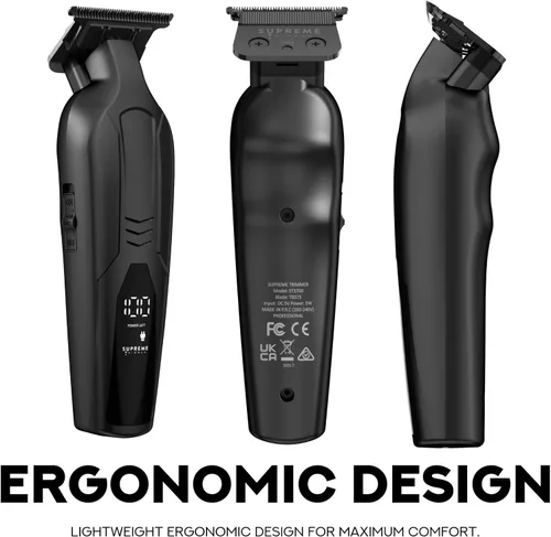 Vista 6 de Supreme Trimmer Vader Lite ST3700 - Forro de barbero inalámbrico y recortadora de barba con cuchilla en T DLC sin espacio cero, motor de 7000 RPM