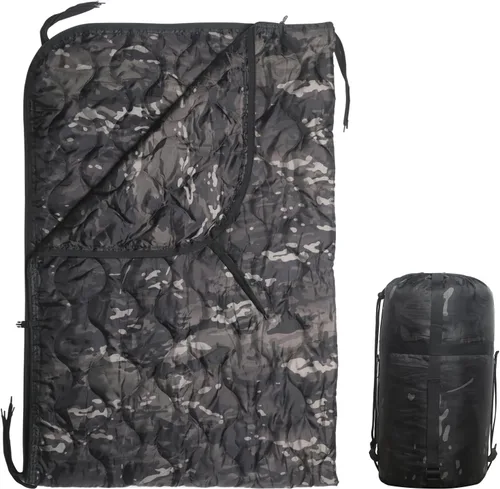 Vista 12 de Forro de poncho de camuflaje, manta militar, saco de dormir militar, con una bolsa de transporte de compresión, para viajes, senderismo, campamento