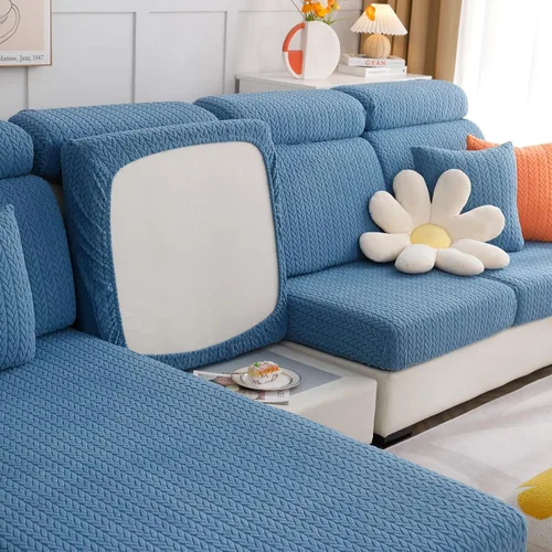 Vista 5 de OKYUK Fundas universales para sofá en forma de L resistentes al desgaste, funda para sofá chaise lounge, protector elástico de muebles Rosa Trigo