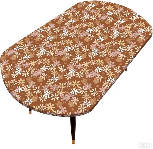 Vista 54 de Mantel redondo de vinilo ajustable con parte trasera de franela, mantel elástico, cubierta de plástico impermeable a prueba de aceite