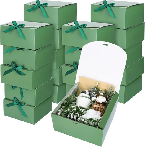 Vista 9 de JarThenaAMCS 20 cajas de regalo negras con cintas de tapas, 8 x 8 x 4 pulgadas, caja de propuesta de dama de honor con 100 puntos de pegamento