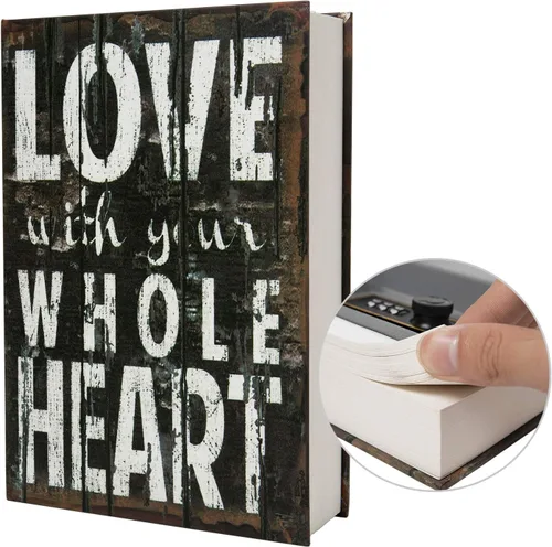 Vista 8 de Caja fuerte de libro de transferencia de papel real, hueca con compartimento secreto oculto, cerradura de combinación, 8.7"×6"×2" (Alice-Combination)