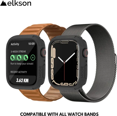 Vista 3 de elkson Compatible con Apple Watch 41mm Estuche Amortiguador, Estuche Resistente Serie Quattro para Apple Watch e iWatch Series 9 8 7, Cubierta