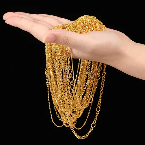 Vista 4 de Blulu - 24 piezas de collar de cadena chapado en plata u oro para suministros de fabricación de joyas y manualidades, 18 pulg., Terciopelo, Sin