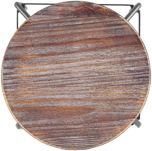 Vista 7 de Topower Juego de 3 piezas de bar de pub vintage, mesa redonda industrial y taburetes para 2, mesa de pub y taburetes de altura ajustable a juego