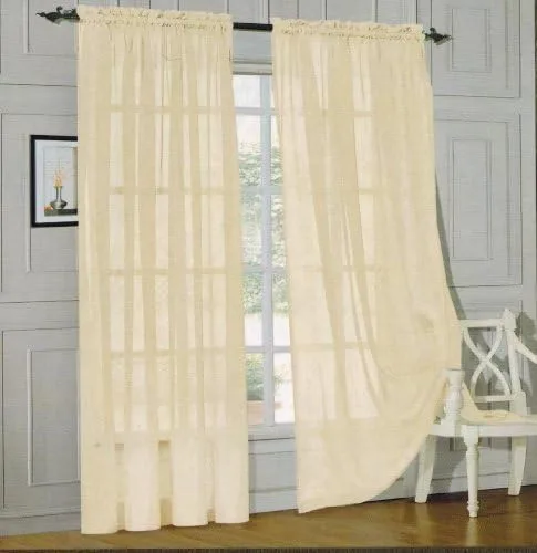Elegance Linen Panel transparente con bolsillo para barra, cortina de ventana de 60 pulgadas de ancho x 84 pulgadas de largo, color beige