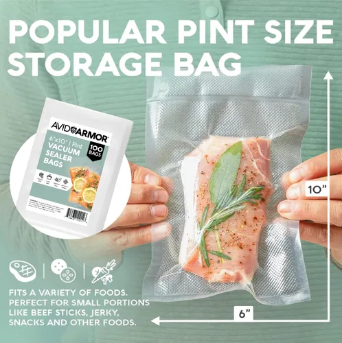 Vista 6 de Avid Armor bolsas comerciales para envasar al vacío, libres de BPA, ideales para Sous Vide. Paquete de 100 unidades., Transparente