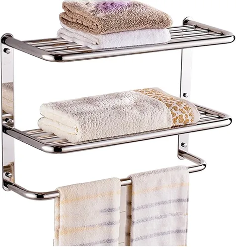 Vista 11 de LUANT Estante de baño de 3 niveles para montaje en pared con barras de toalla