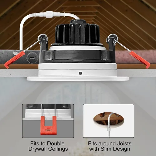 Vista 5 de Luces empotrables LED redondas sin lata ajustables de 3 pulgadas (4 unidades), 5 CCT: 2700K - 5000K seleccionables, 8 vatios 600 lúmenes, CRI 90