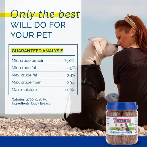 Vista 3 de PCI Pet Center Inc. Quackers - Golosinas crudas deshidratadas para perros, contenedor de 1 libra