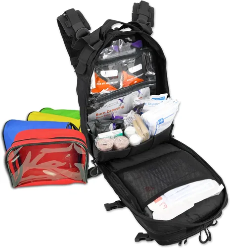 Vista 2 de Lightning X Stocked EMS/EMT - Mochila médica de primeros auxilios para trauma y sangrado + kit + bolsas, color negro