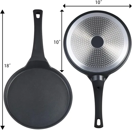 Vista 3 de S·KITCHN Sartén Antiadherente para Crepes, Sartén para Dosa Tawa Omelette Tortillas Panqueques Crujientes, Plancha para Panqueques, SIN PFOA
