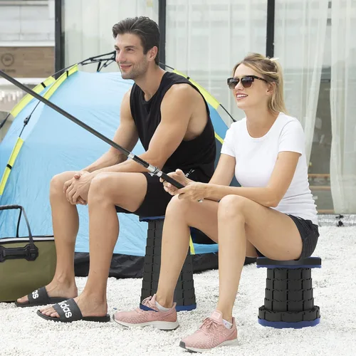 Vista 9 de ALEVMOOM Taburete telescópico con cojín, taburete telescópico portátil, capacidad más resistente, 440 libras, taburete plegable plegable ajustable