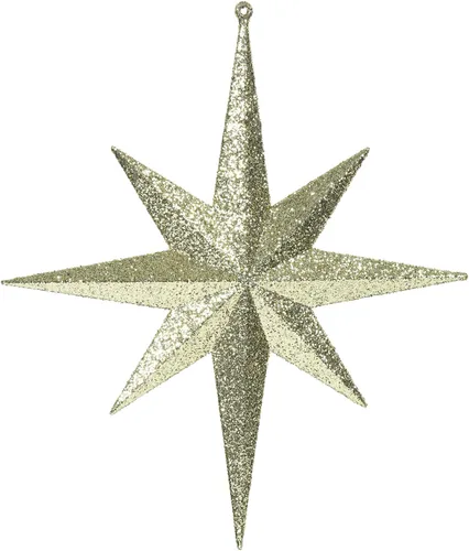 Vista 19 de Vickerman Adorno de Navidad de estrella de Belén con purpurina iridiscente negra de 8 pulgadas, 4 por caja