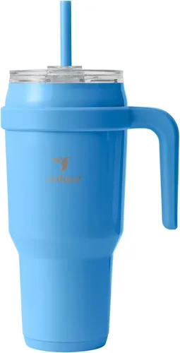 Vista 11 de REDUCE Vaso de acero inoxidable de 24 onzas con asa, con aislamiento al vacío de doble pared, tapa a prueba de sudor y popote reutilizable, mantiene