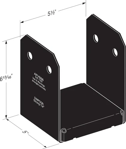 Vista 3 de Simpson Strong Tie APVB66 Outdoor Accents Avant Collection ZMAX, base de poste con recubrimiento en polvo negro para 6x6