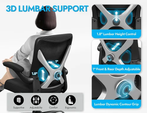 Vista 5 de Ergalithic Silla ergonómica de oficina – Sillas de escritorio de computadora en forma de X cómodas, silla de juegos de malla con respaldo alto