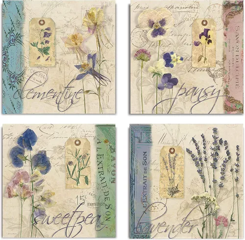 Vista 48 de Wexford Home Colección de primavera de jardín de campo francés, colección de primavera, juego de 4 paneles para decoración de pared de oficina