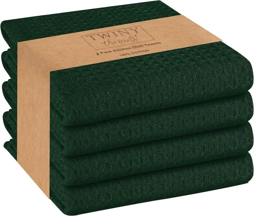 Vista 9 de TWINY - Juego de 6 toallas de cocina, 100% algodón suave, tejido de gofre, paños de cocina y platos con lazo para colgar, reutilizables para Beige
