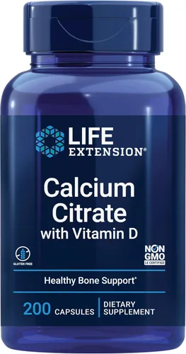 Life Extension Citrato de calcio con vitamina D, pastillas de suplemento de calcio D3 súper absorbibles para hombres y mujeres, para densidad de