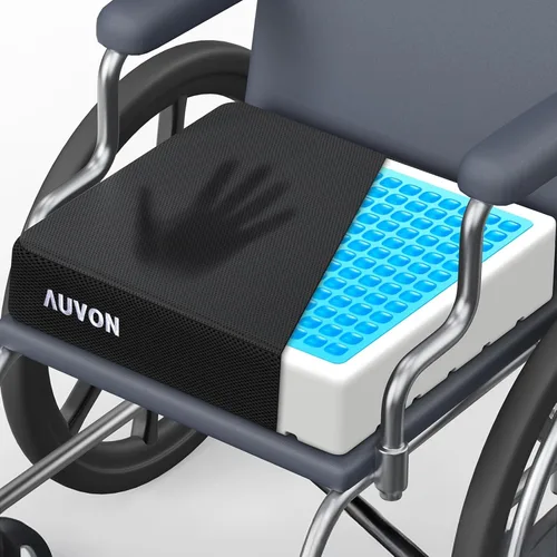 AUVON - Cojín de gel refrescante para silla de ruedas para ciática, espalda, úlceras por presión y alivio del dolor, cojín de silla de espuma