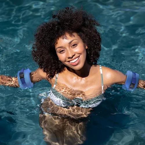 Vista 8 de Juego de 2 pulseras acuáticas de natación, pesas de agua para ejercicios de piscina, pesas de piscina para ejercicio acuático, equipo de ejercicios