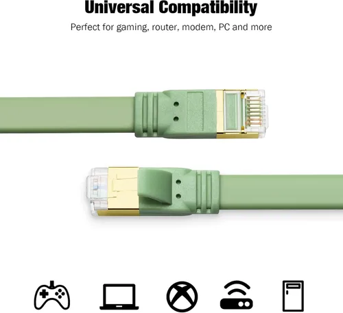 Vista 5 de Yauhody Cable Ethernet CAT de 8 colores Morandi, cables Cat8 de alta velocidad planos de 40 Gbps 2000 MHz, red de Internet romántica RJ45 LAN SFTP