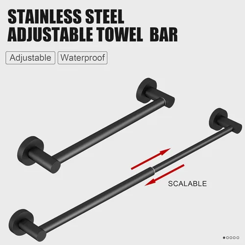 Vista 2 de Honmein Toallero – Toallero ajustable de acero inoxidable 304 para baño (11.8 a 22.6 pulgadas), resistente y resistente al óxido, para accesorios