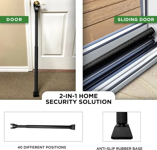 Vista 2 de Guard Dog Security Perilla de puerta ajustable 2 en 1 para puerta de patio Jammer y barra de seguridad para puerta corrediza 40 ajustes diferentes