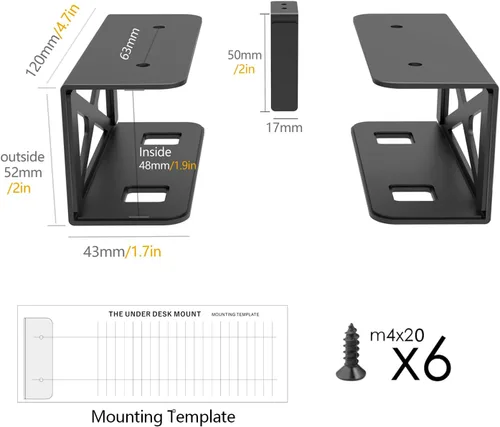 Vista 2 de Soporte de almacenamiento bajo escritorio para computadora portátil/mini PC, soporte para CPU, compatible con Dell OptiPlex, Mac Book, Mac mini