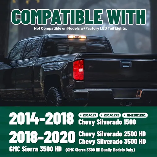 Vista 2 de KUAFU Conjunto de luz trasera compatible con Chevy Chevrolet Silverado 2014-2018 1500 2500 HD 3500 HD GMC Sierra 3500 HD modelo dual lámpara