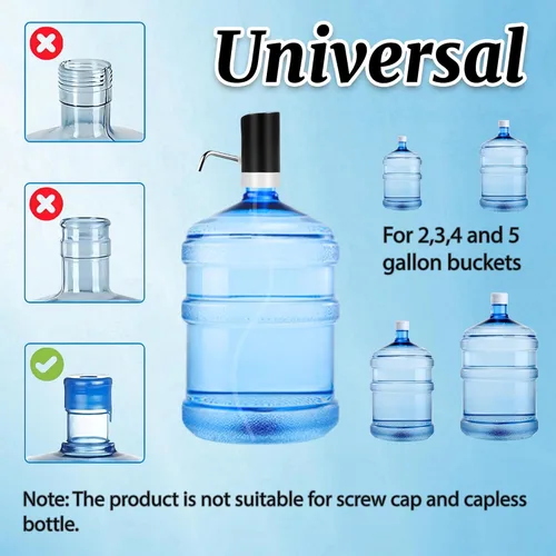 Vista 3 de Bomba de mesa de agua, bomba de agua eléctrica de portabilidad con cable de datos USB, bomba automática de botella de agua potable negra