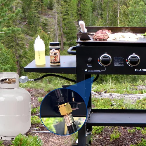 Vista 5 de GasSaf Regulador de propano de 2 pies con manguera para parrillas Weber, planchas Blackstone, calentador, hogueras y más - Certificado CSA