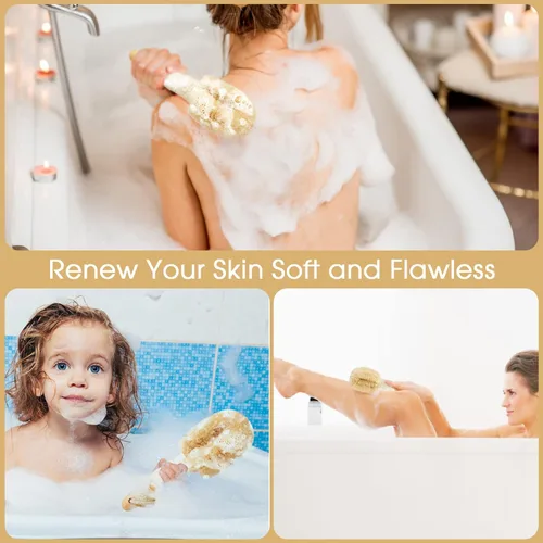 Vista 6 de Cepillo corporal de cepillado en seco para la piel – Cepillos exfoliantes para el cuerpo, cerdas de sisal naturales para drenaje linfático