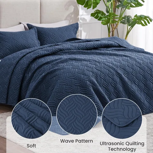 Vista 104 de Edredón de cama tamaño queen Love's cabin, color azul, para cama de verano, de microfibra ligera, estilo moderno, para todas las estaciones, 3