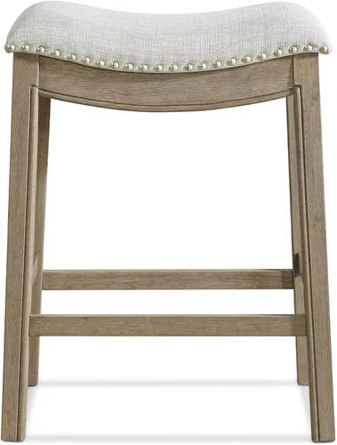 Vista 9 de ROME + OAK Parker Taburete de Mostrador de 26 Pulgadas, Taburete de Cocina sin Respaldo Tipo Silla de Montar en Acabado de Roble Recuperado