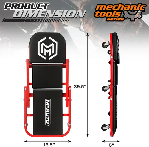 Vista 2 de M-AUTO Enredadera Plegable de 40 Pulgadas con Asiento Rodante, Silla de Garaje Ajustable Todo en Uno, Para Acostarse o Sentarse, Capacidad de 150
