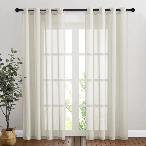 Vista 126 de NICETOWN Cortinas semitraslúcidas para ventana de cocina con ojales, 29 pulgadas de ancho x 24 pulgadas de largo, color blanco, cortinas
