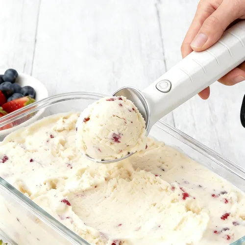 Vista 4 de Cuchara de helado calentada USB recargable eléctrica Cuchara de helado de 2000 mAh batería calienta a 158 °F para helado duro Ip67 impermeable