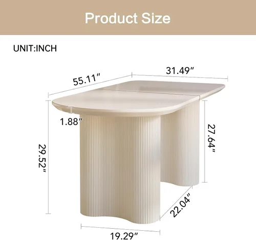 Vista 2 de Mesa de comedor de 55.11 pulgadas para 4-6 personas, mesa de comedor rectangular, mesas de comedor modernas para cocina, sala de estar, mesas