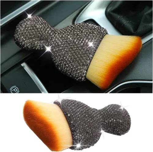 Vista 10 de zipelo Cepillo de polvo para interior de automóvil, cepillo de limpieza para detalles de automóvil con diamante, mango brillante, herramienta