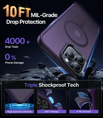 Vista 4 de Funda magnética fuerte diseñada para iPhone 13 Pro, compatible con Magsafe [protección contra caídas de grado militar] Funda protectora a prueba