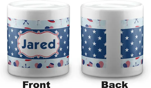 Vista 2 de Banco de monedas de celebración patriótica personalizada