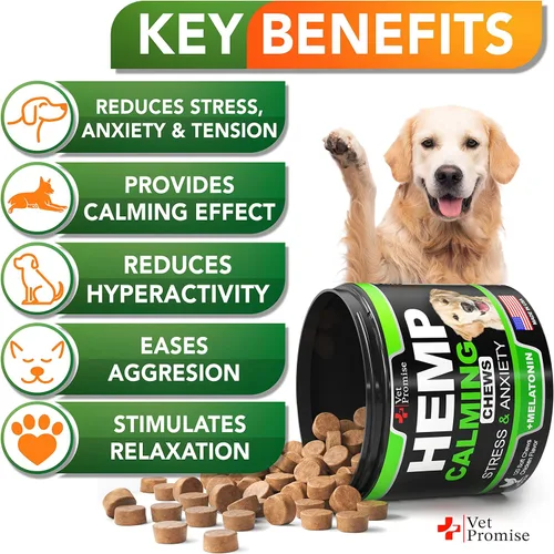 Vista 2 de Vet Promise Suplemento de masticables calmantes de cáñamo para perros, 120 golosinas suaves