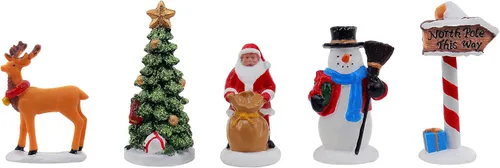 Vista 12 de Juego de 5 figuras de escena de picnic para pueblo de Navidad, complemento perfecto para tus decoraciones de interiores de Navidad y exhibiciones