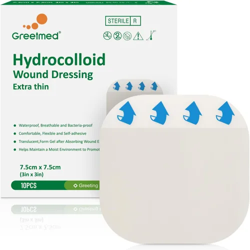 Vista 8 de Vendajes hidrocoloides extrafinos – Paquete de 10 apósitos para el cuidado de heridas de 2 x 2 pulgadas – Parche de hidrogel impermeable