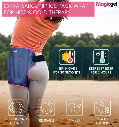 Vista 2 de Magic Gel Envoltura de Paquete de Hielo para Cadera Extra Grande – Paquete Frío Reutilizable para Bursitis de Cadera, Cirugía de Reemplazo de Cadera